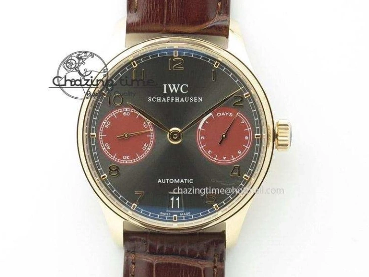 MIROTIME 0404 Portuguese Real PR IW500127 RG ZF 1:1 Best Edition Grey Red Dial On Brown Leather Strap A52010 V AllSeason 7331